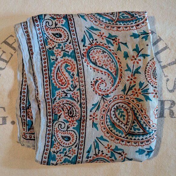The Handloom Accessories - Silk Scarf with paisley print